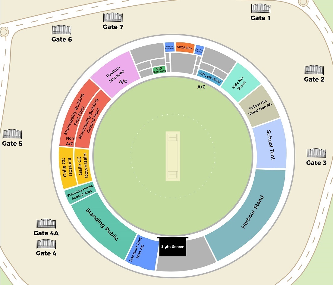 Galle International Stadium, Galle, Sri Lanka / Galle International Stadium, Galle, Sri Lanka Venue Seating Plan